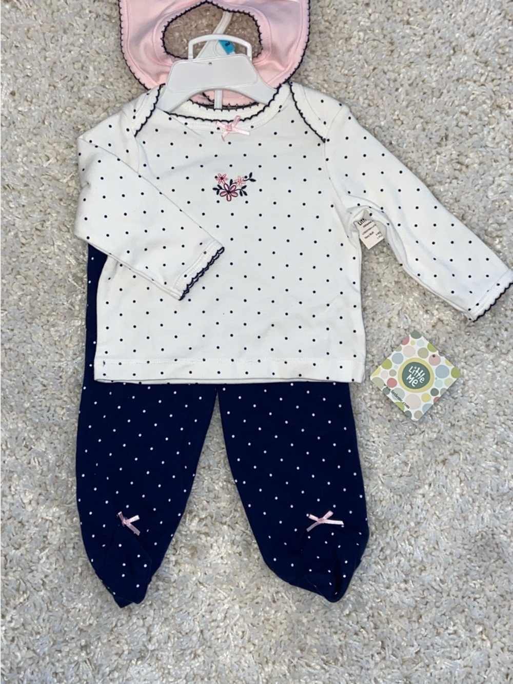 Baby Polka Dot 3-Piece Set with Pink Accents